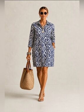 Terzo Millennio Made in Italy Linen Cotton Resort Vacation Dress M